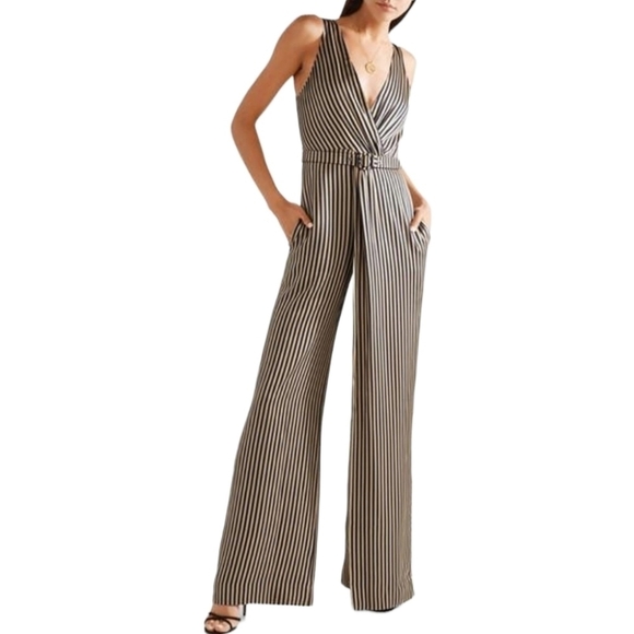 Jonathan Simkhai Wrap-Effect Jumpsuit, Size 6, Blue | Khaki, NWT - Picture 2 of 16